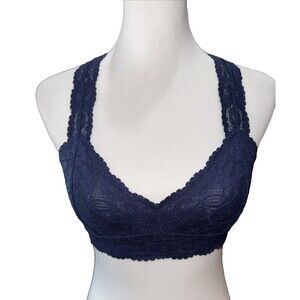 Free People Intimately Floral Lace Racerback Bralette Navy Stretch Bralette S